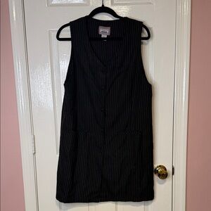 Elegant Black Pinstripe Sleeveless Dress